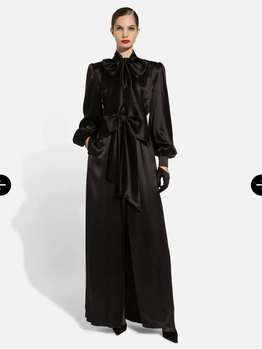 Dolce & Gabbana Long Silk Crepe Maxi Dress Black